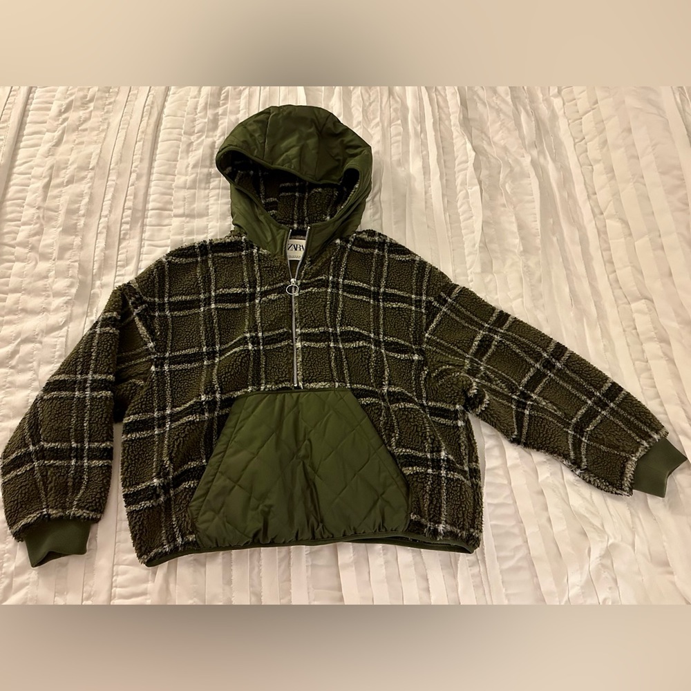 Zara Plaid Combination Jacket Size XL - Picture 6 of 9